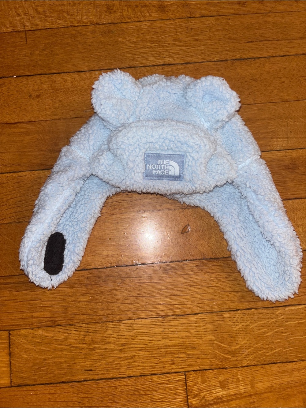 The North Face Light Blue Sherpa Earflap Hat with Bear Ears